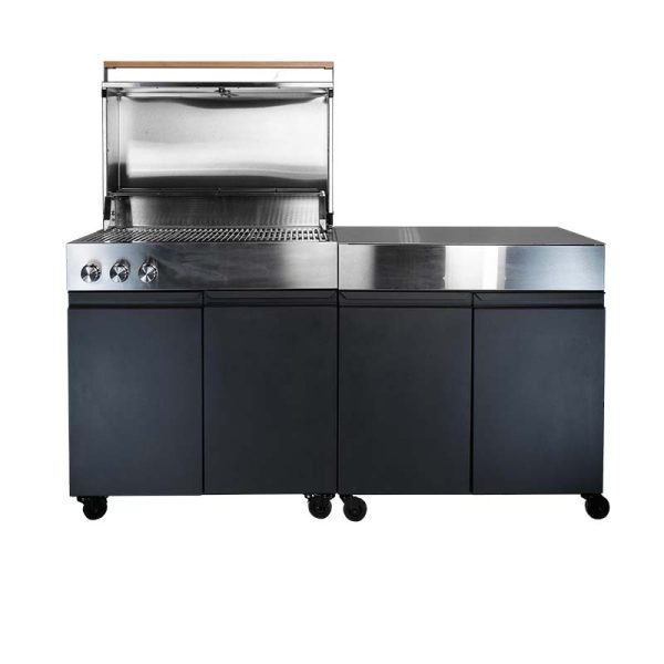 Bluegaz Z Gasolgrill med öppet lock bredvid sidomodul