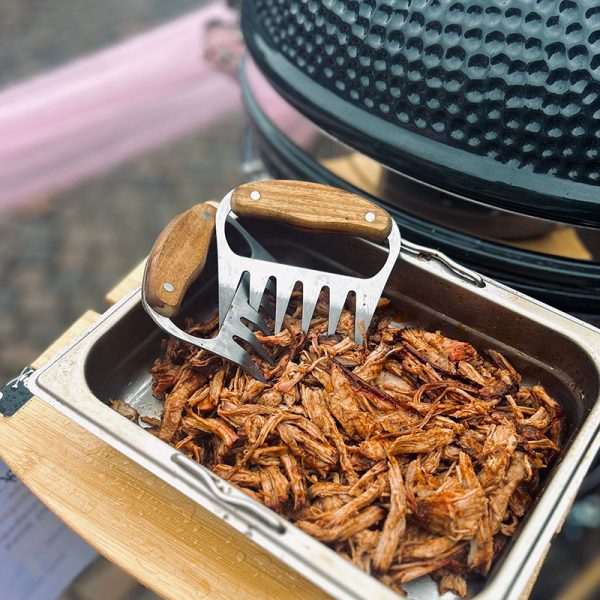 Bluegaz Elite Pulled Pork gafflar ligger i ugnsform