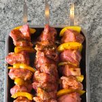 Bluegaz grillspett 4-pack med köttbitar och gul paprika
