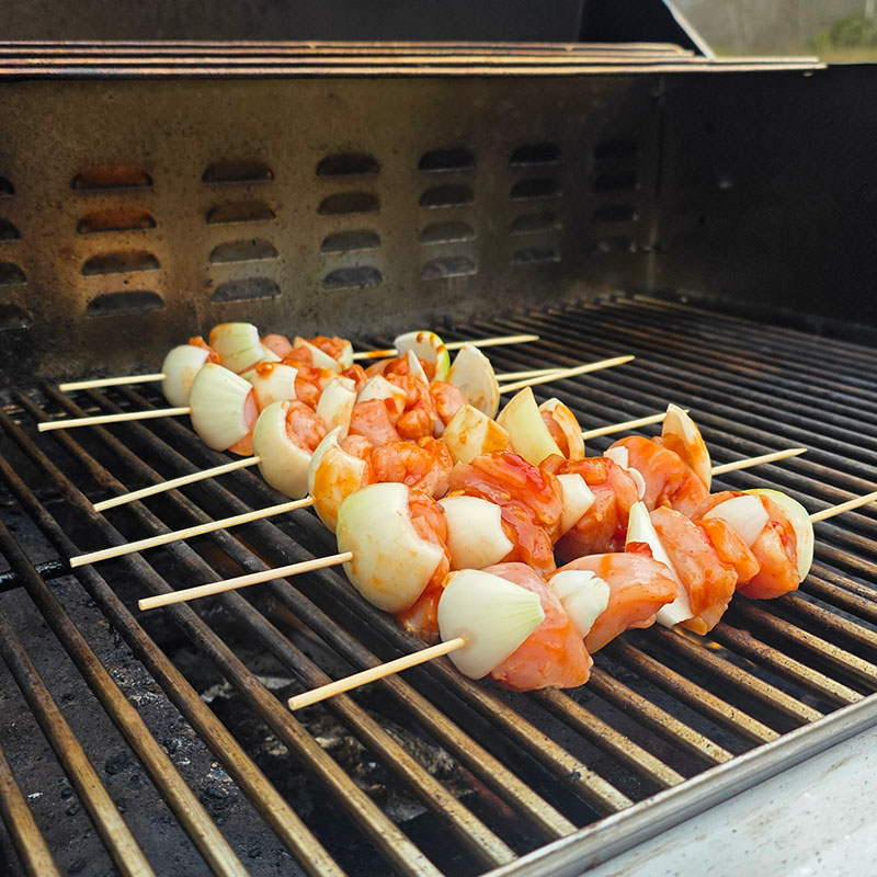 Grillspett grillas på Bluegaz Z1 Gasolgrill