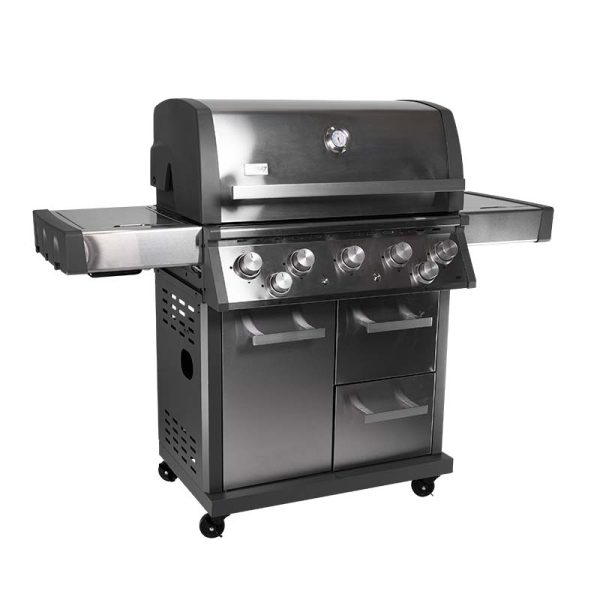 Bluegaz X502 Gasolgrill med stängt lock sett från vänster sida