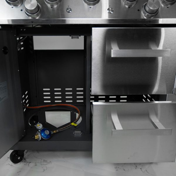 Bluegaz X502 Gasolgrill sizzle burner skåp inuti