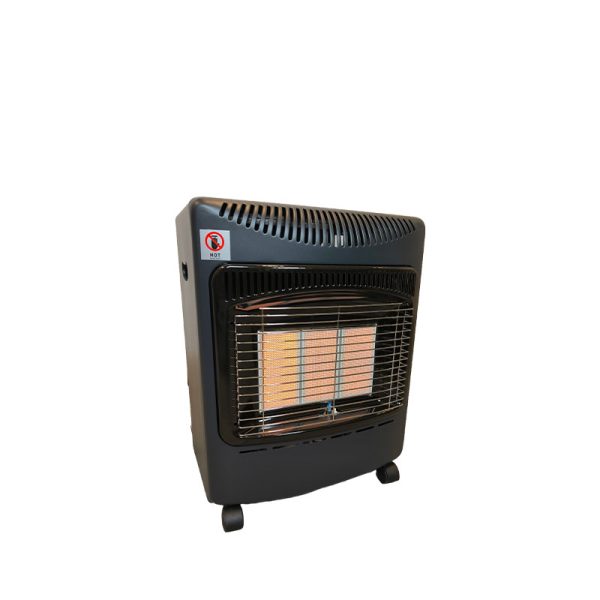 Bluegaz Kalahari Mini Gasolkamin med keramiska element igång sett från vänster sida