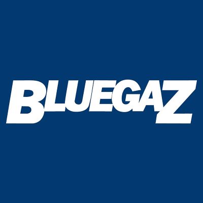 Press - Bluegaz logga med blå bakgrund