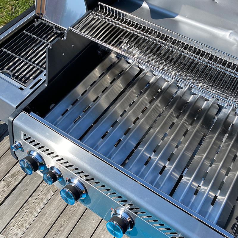 Bluegaz X1 Gasolgrill närbild på flamtämjare sett från sidan