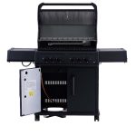 Bluegaz X402 Gasolgrill med öppet lock och vänster dörr öppen