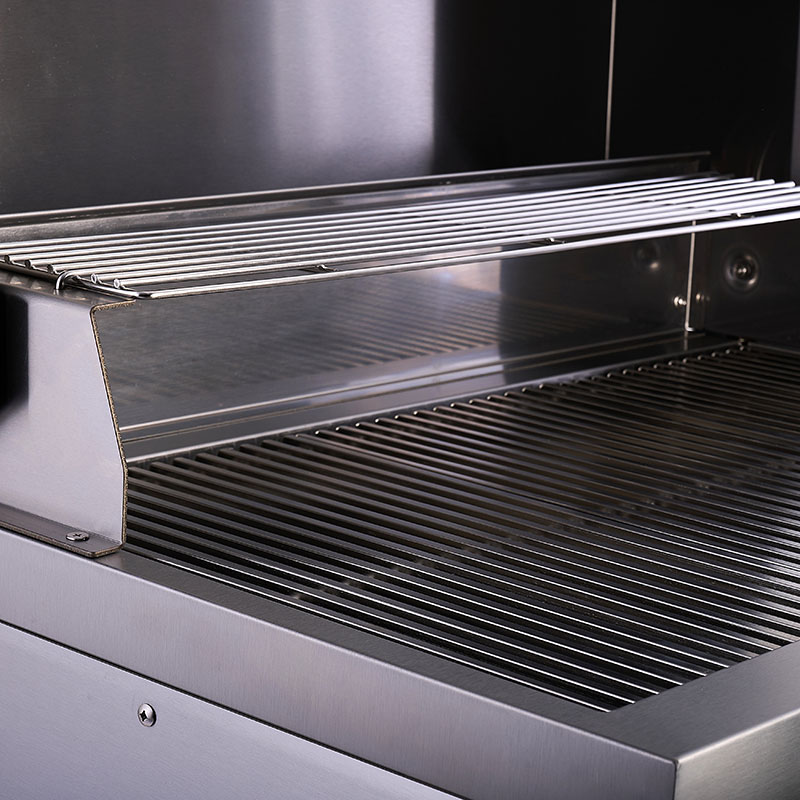 Bluegaz Z Inbyggnadsgrill värmehylla sett från vänster sida