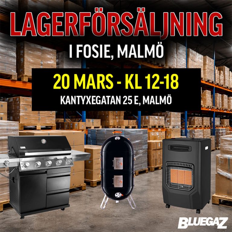 Bluegaz lagerförsäljningsbanner för 20:e mars