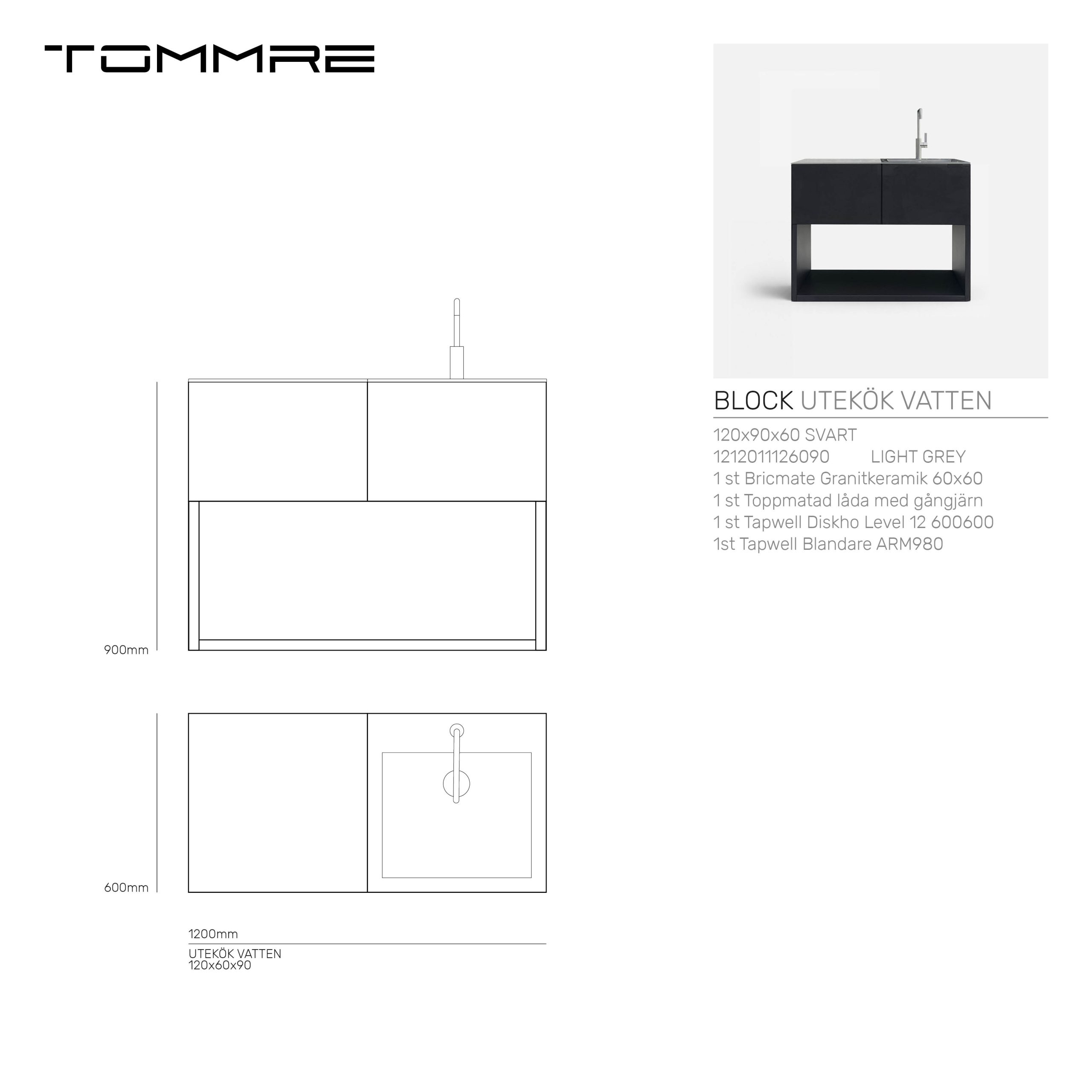 Bluegaz Z x Tommre Block Utekök vatten svart 120x60x90 cm - Bild 5